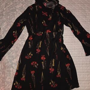 Vince Camuto Black Floral Long Sleeve Dress